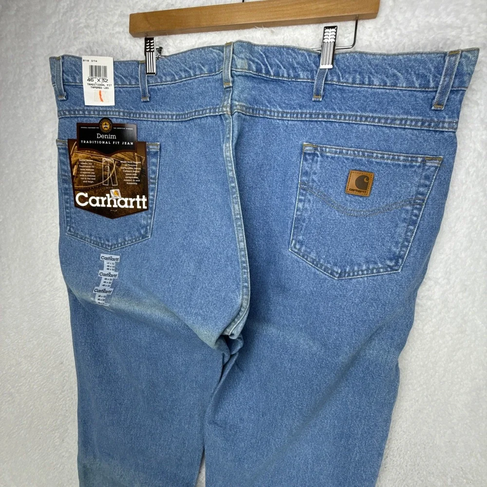 Carhartt Traditional Fit Jeans Mens 46X32 Light Wash Denim B18‎ STW NOS NWT